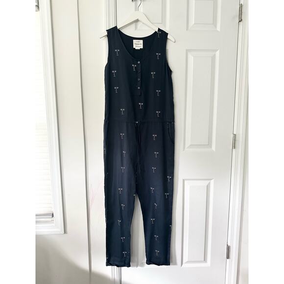 Thinking Mu Organic Cotton Faces Silhouette Sleeveless Relaxed Jumpsuit Medium - Picture 4 of 11